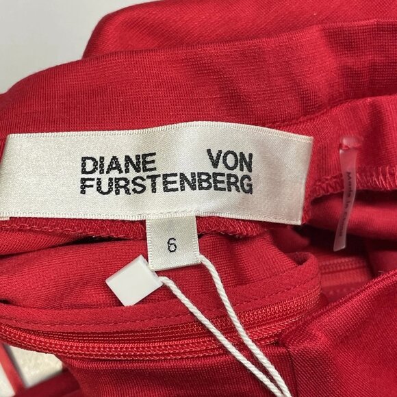 NEW DIAN VON FURSTENBURG Darrius Ruched Side Dress Sleeveless Size 6 Red - Picture 5 of 7